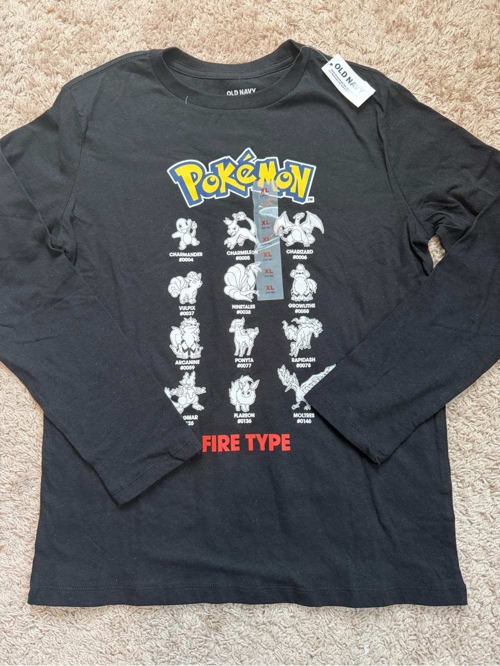 NWT Boys Old Navy Long Sleeve Pokémon Graphic Tee